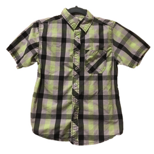Faded Glory Plaid Button Front Short Sleeved Tee